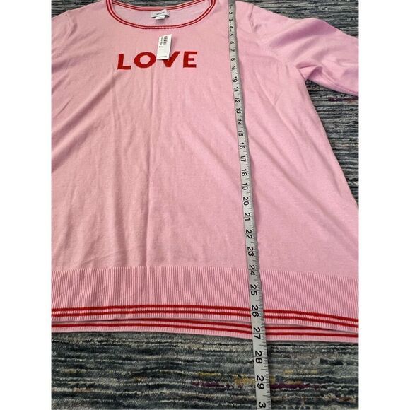 Old Navy NWT Pink And Red LOVE Crew Neck Knit Pullover Sweater sz XXL - Picture 6 of 8